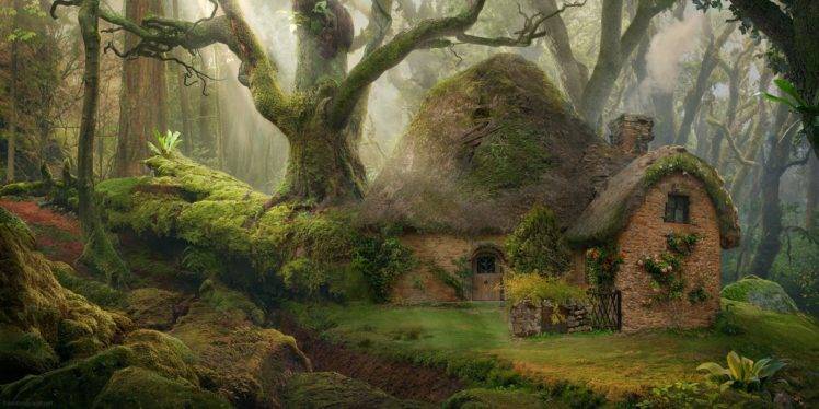 house, Nature, Forest, Fantasy art HD Wallpaper Desktop Background