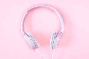 headphones, Pink, White