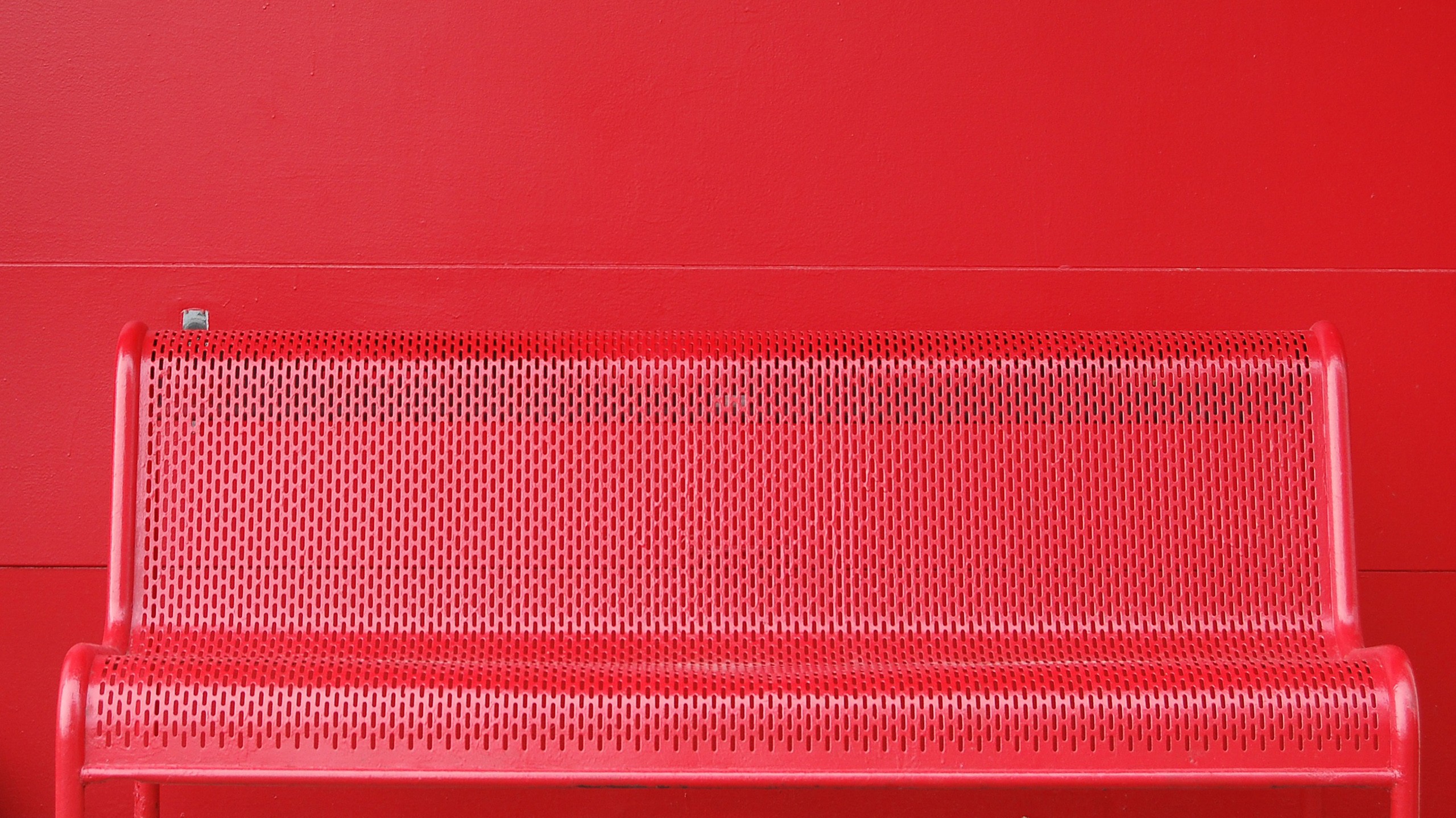 red, Bench, Wall, Red wall Wallpaper