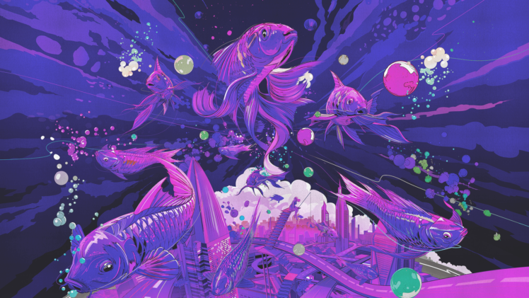 fish, Underwater, Purple HD Wallpaper Desktop Background
