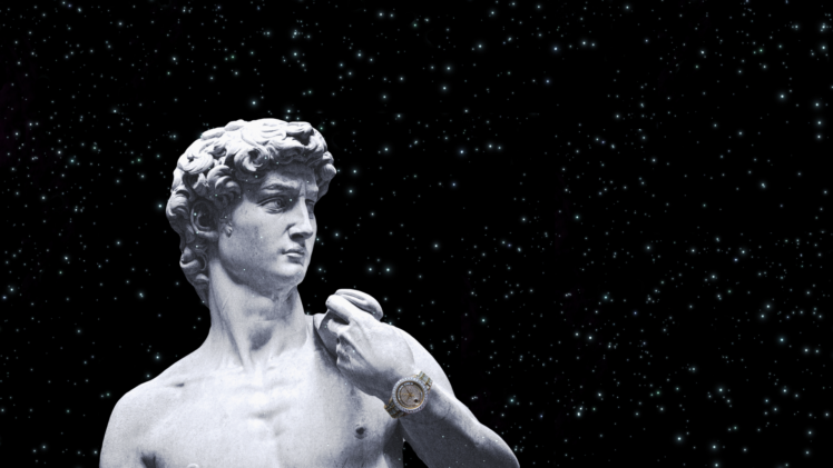 Statue of David, Marble, Rolex, Gold Watch, Space, Stars HD Wallpaper Desktop Background