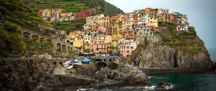 cityscape, Dock, Manarola, Italy, Town, Cinque Terre HD Wallpaper Desktop Background