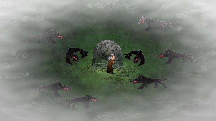 wolf, Tombstones, The Secret of Kells HD Wallpaper Desktop Background