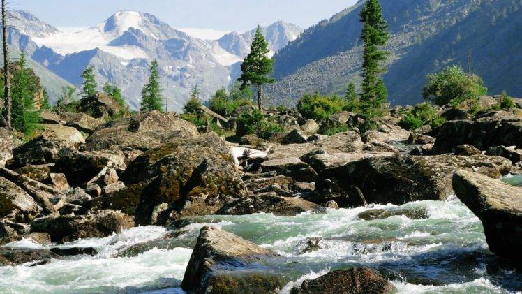 river, Rocks, Mountains, Water, Landscape HD Wallpaper Desktop Background
