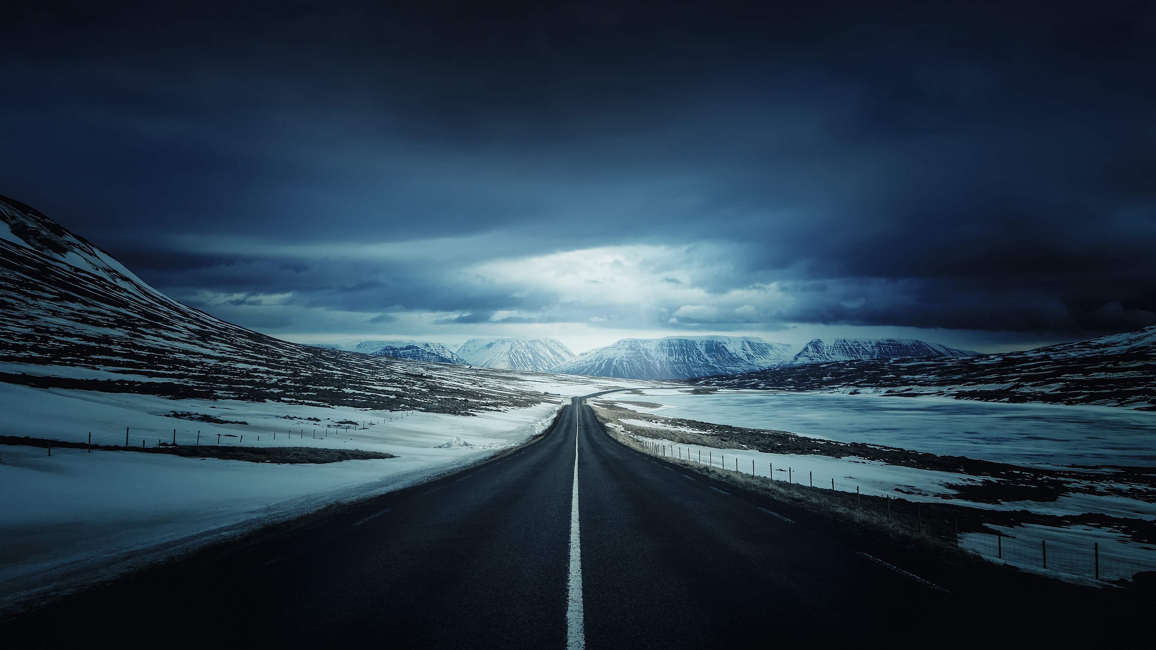 road, Highway, Iceland, Sky, Mountains, Clouds, Landscape Wallpaper