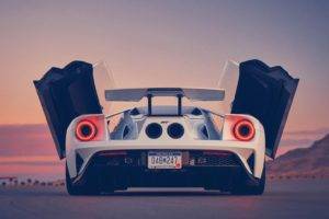 car, Ford GT, Wings, Ford, Sunset, Sports car, Super Car, White