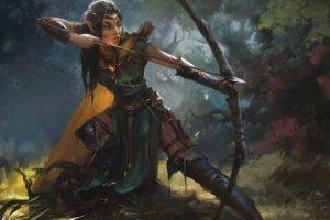 archer, Warrior, Elves, Fantasy art