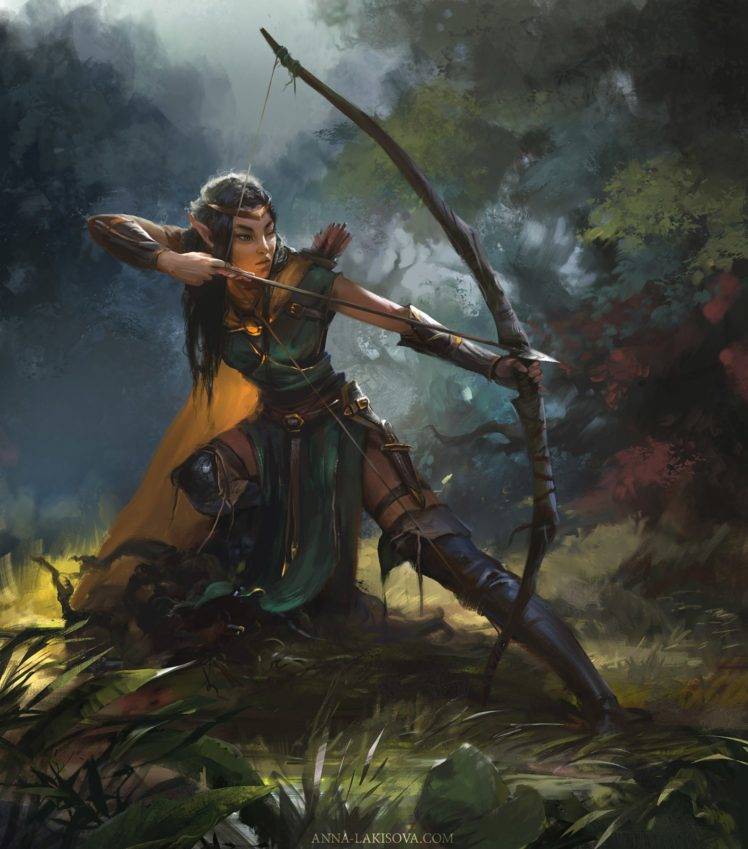 archer, Warrior, Elves, Fantasy art HD Wallpaper Desktop Background