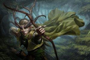 elves, Archer, Fantasy art, Horns, Bow