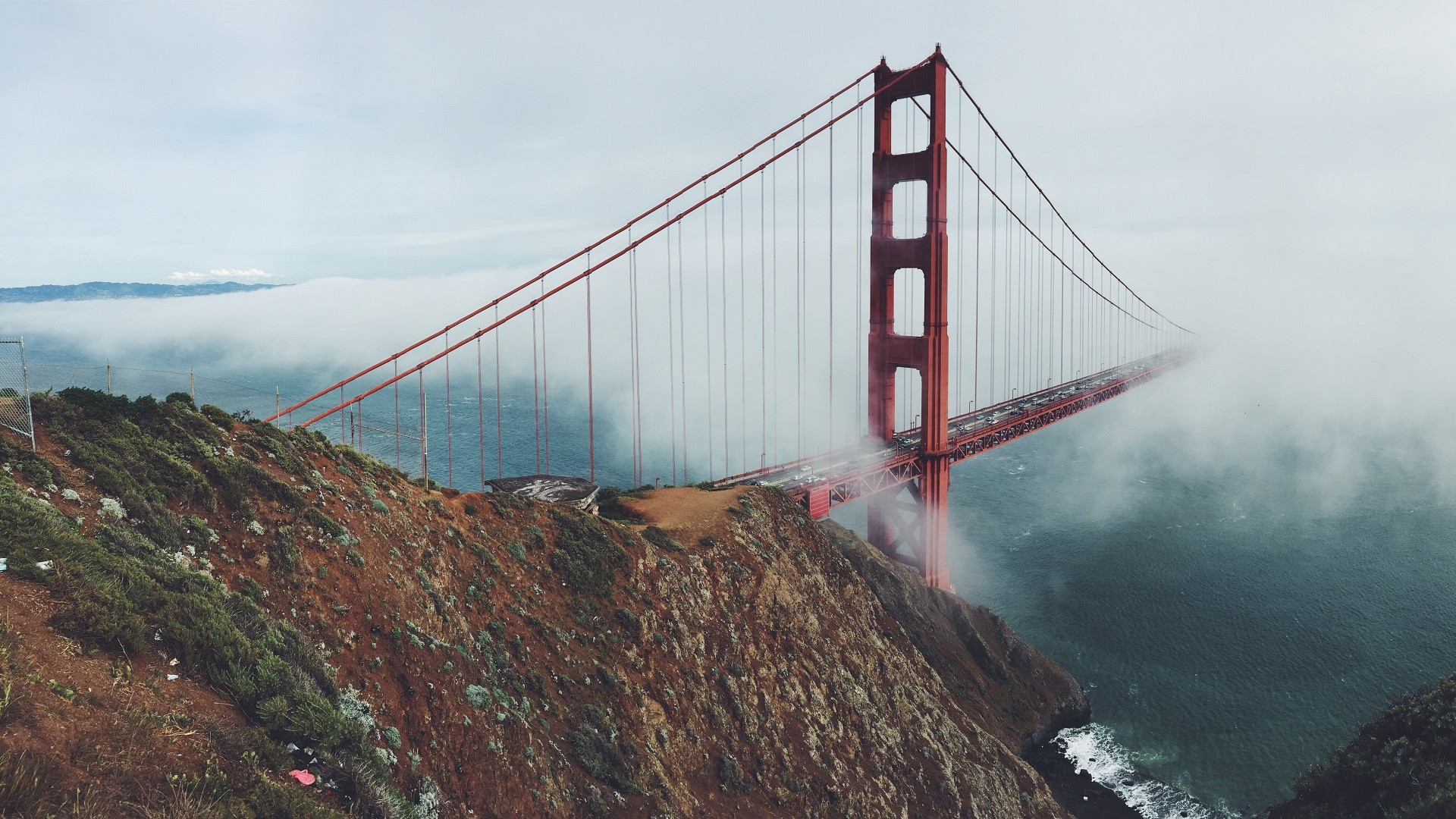 Golden Gate Bridge, Bridge, Architecture, Landscape, Sea, Road, USA Wallpaper