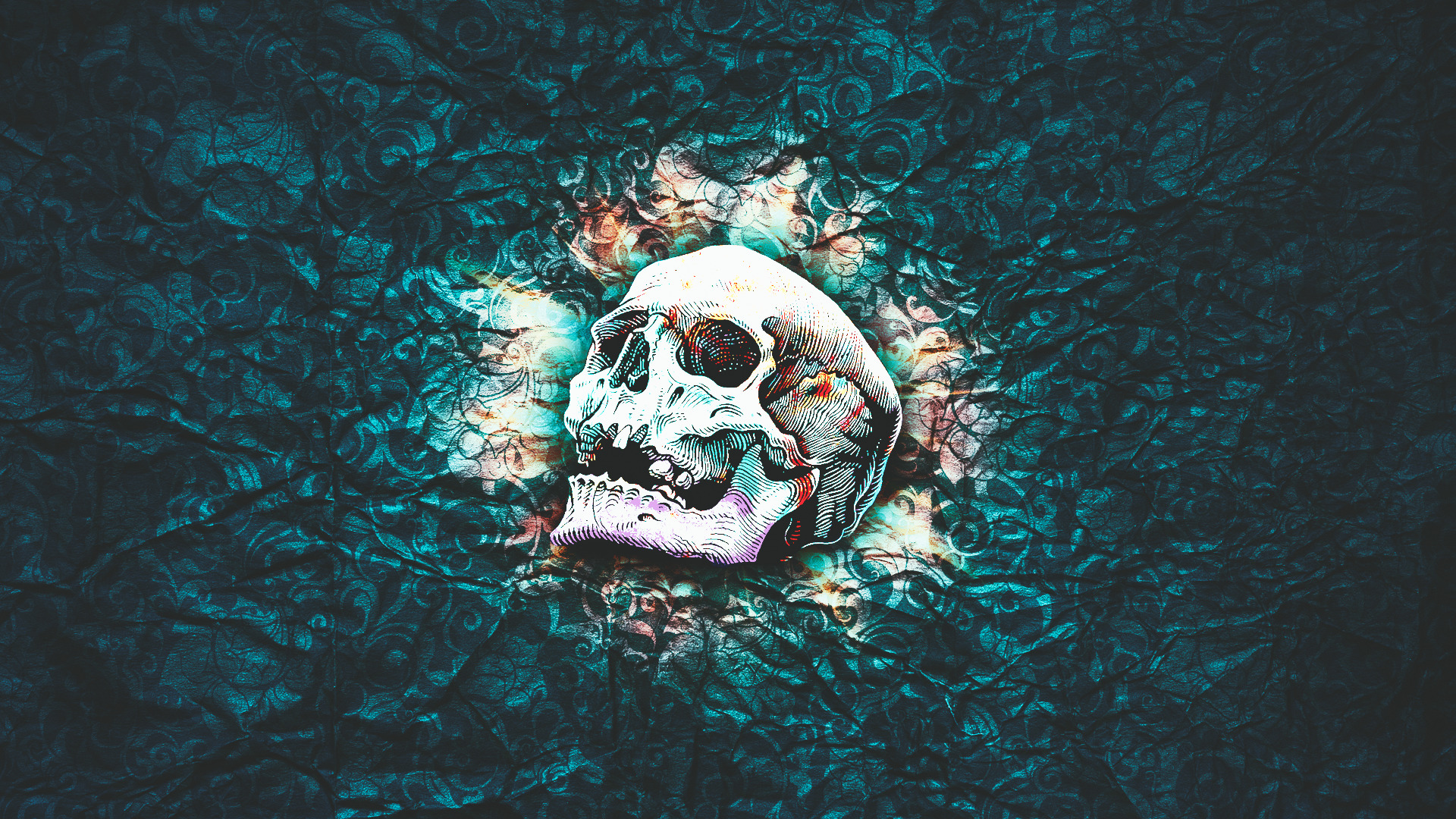 skull, Skull and bones, Abstract, Pattern, Texture, Colorful Wallpaper