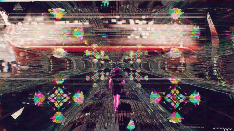 glitch art, Cyberpunk, Abstract, Run, Psychedelic HD Wallpaper Desktop Background