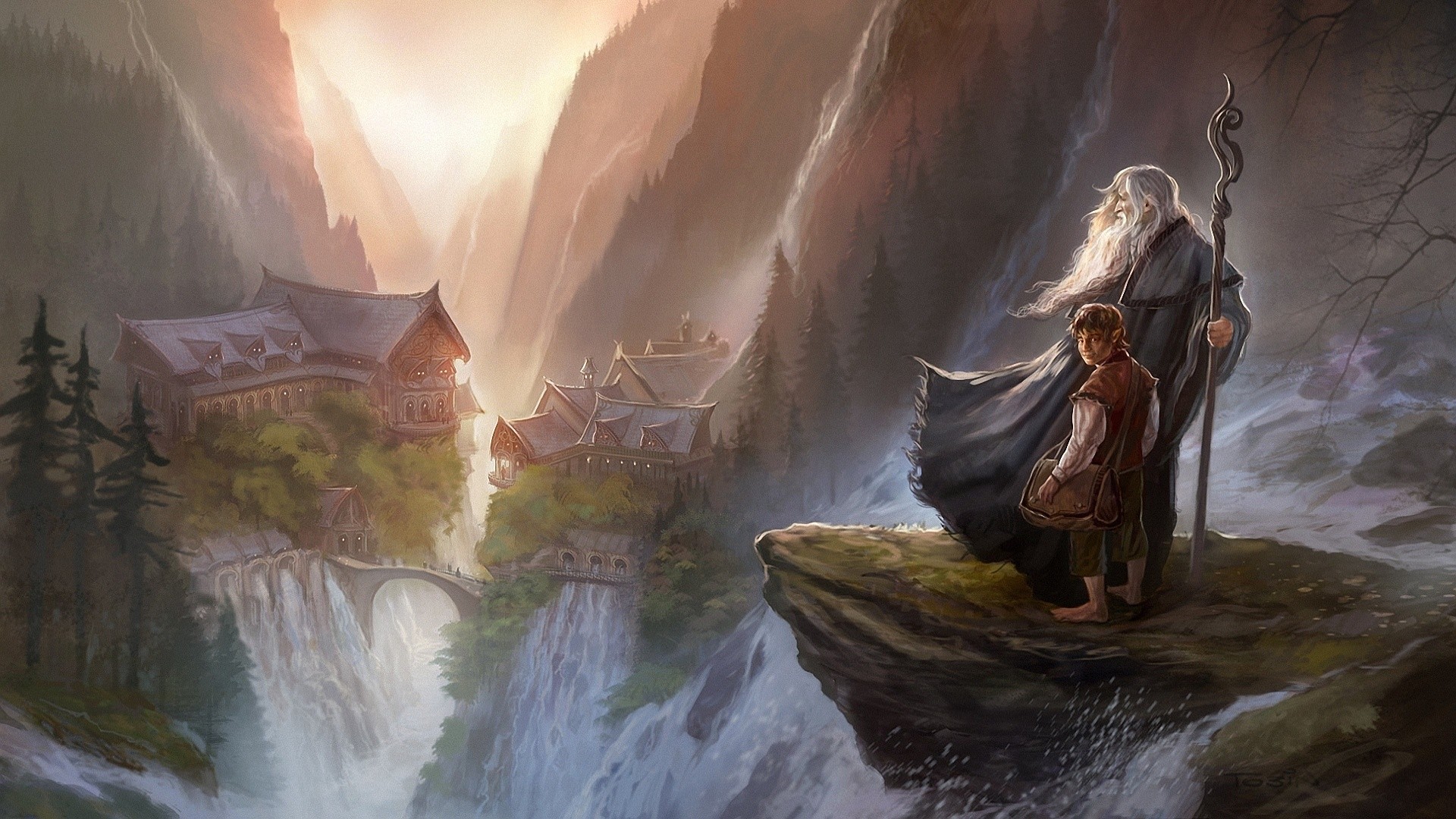 Gandalf, Bilbo Baggins, The Hobbit, Movies, Fantasy art Wallpaper