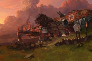 orks, Warhammer 40, 000, Wreck, Ruin, Aircraft
