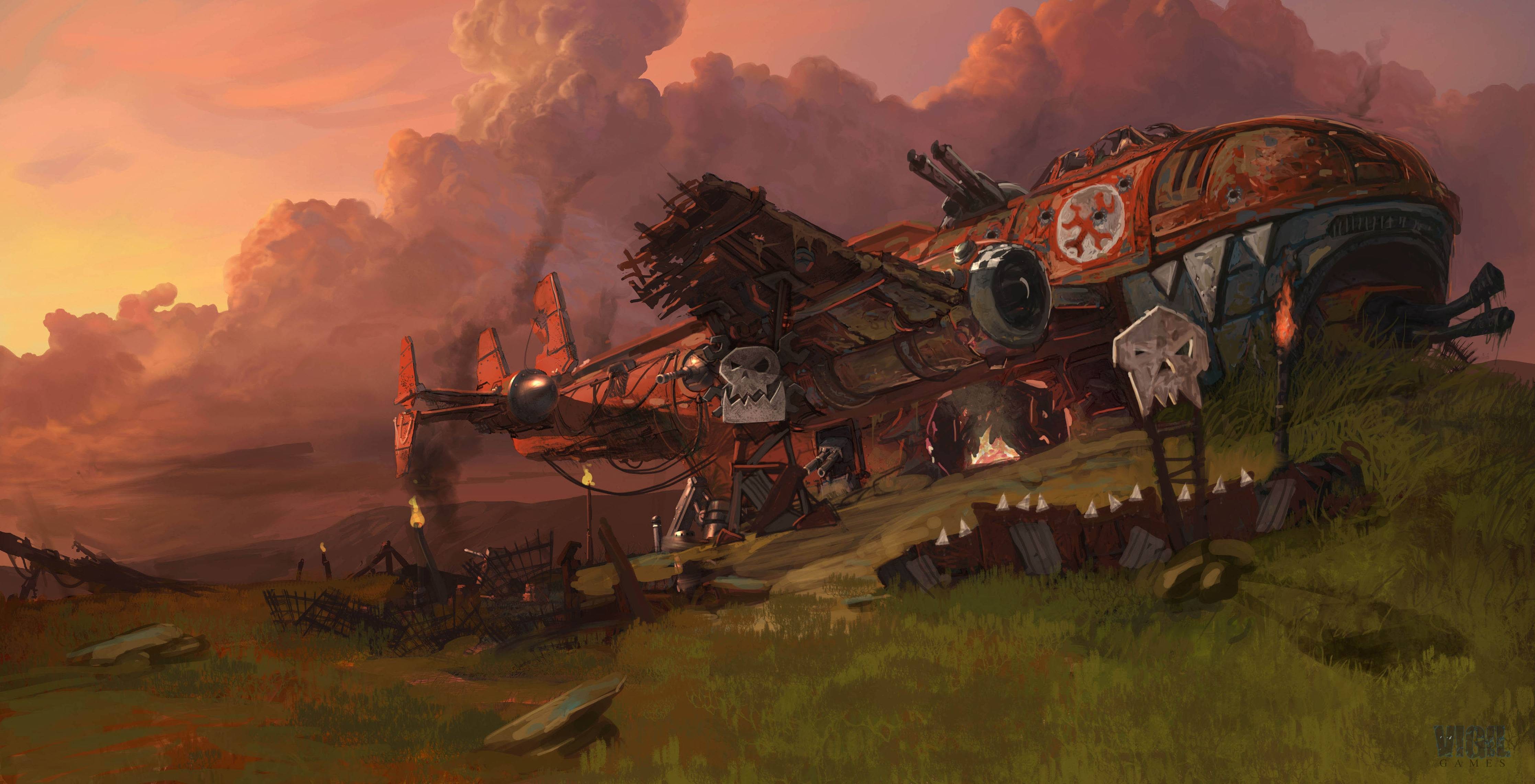 orks, Warhammer 40, 000, Wreck, Ruin, Aircraft Wallpaper