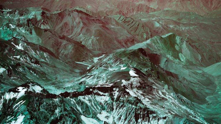 landscape, Mountains, Snowy peak, Aerial view HD Wallpaper Desktop Background