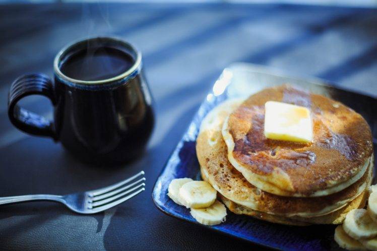 cup, Pancakes, Food, Breakfast HD Wallpaper Desktop Background