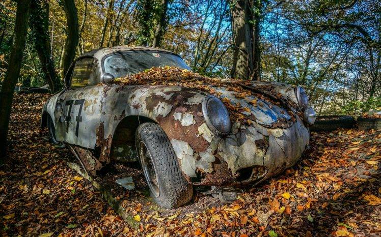 trees, Car, Vehicle, Wreck, Porsche HD Wallpaper Desktop Background