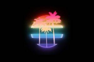 1980s, Palm trees, Neon