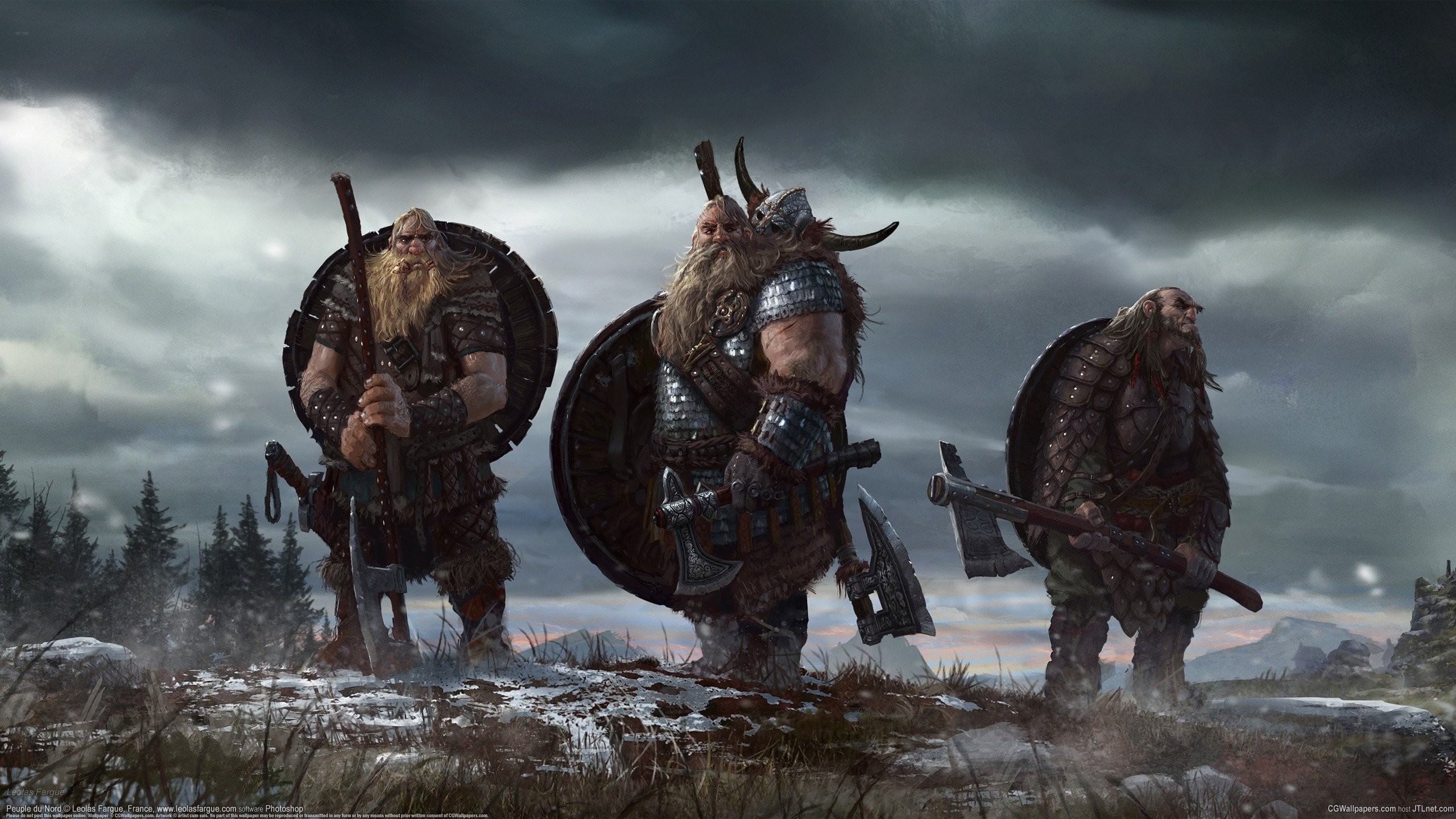 Nordic, Warrior, Vikings, Axe, Shield, Artwork, Concept art, Axes, Fantasy art Wallpaper