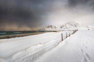 nature, Fence, Winter, Landscape, Mountains, Snow