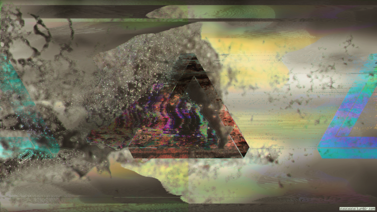 glitch art, Abstract, Triangle, Smoke HD Wallpaper Desktop Background