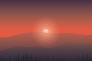 vector, Landscape, Sunset, Mountains