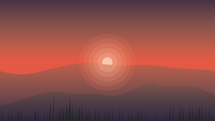 vector, Landscape, Sunset, Mountains HD Wallpaper Desktop Background