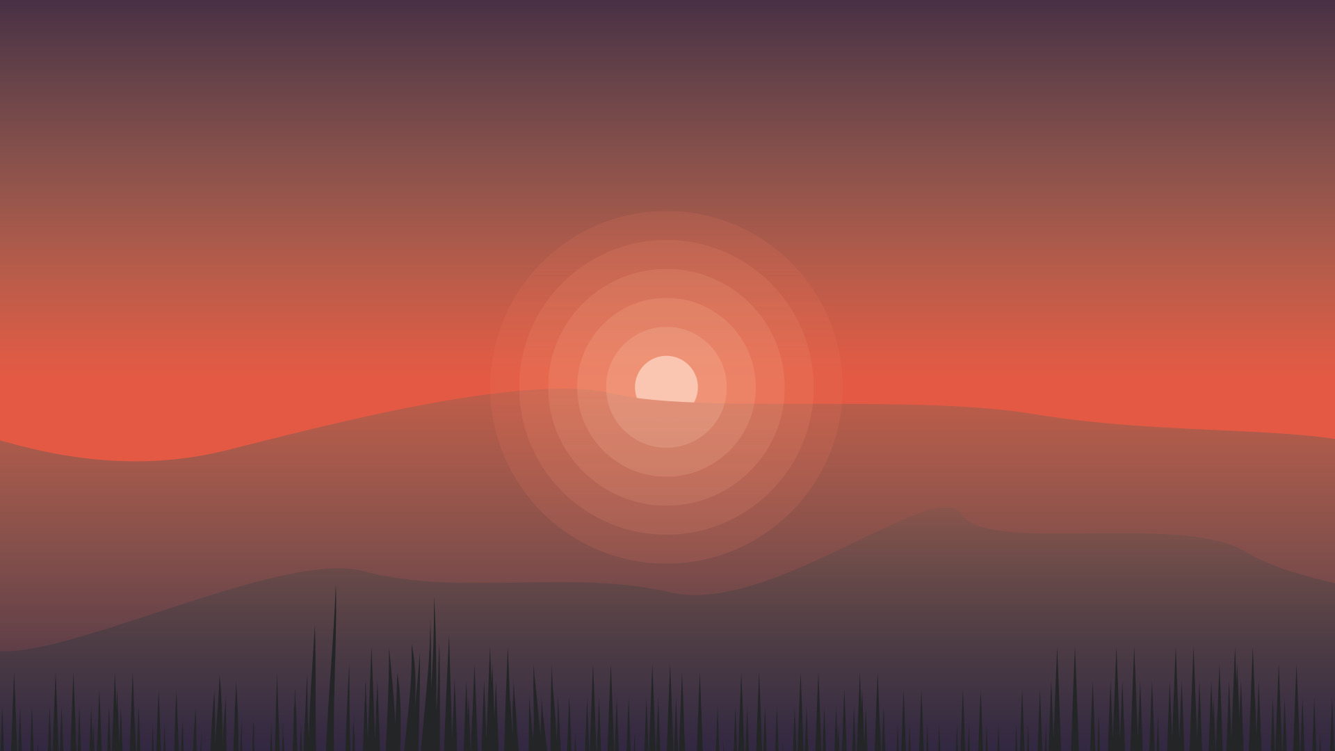 vector, Landscape, Sunset, Mountains Wallpaper