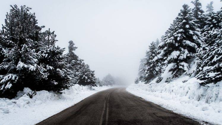 nature, Snow, Road, Trees HD Wallpaper Desktop Background