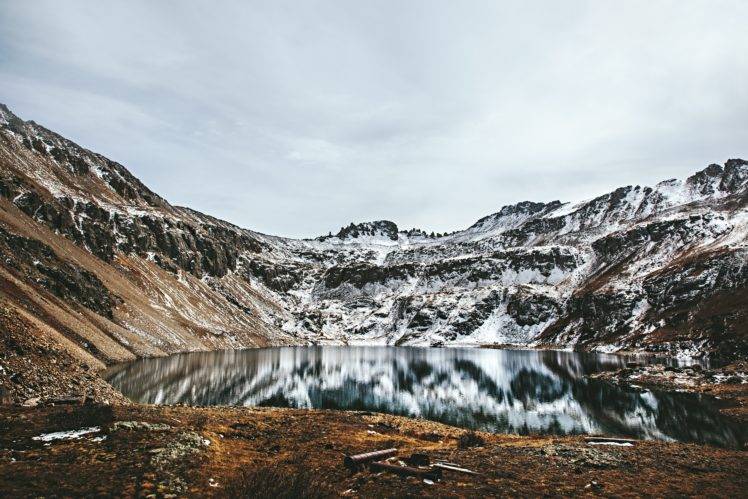 nature, Snow, Water, Wilderness, Lake, Winter, Mountains HD Wallpaper Desktop Background