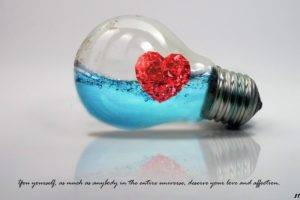 heart, Love, Light bulb, Motivational, Liquid, Diamonds, Digital art, Typography
