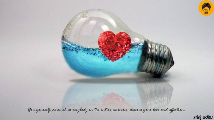 heart, Love, Light bulb, Motivational, Liquid, Diamonds, Digital art, Typography HD Wallpaper Desktop Background