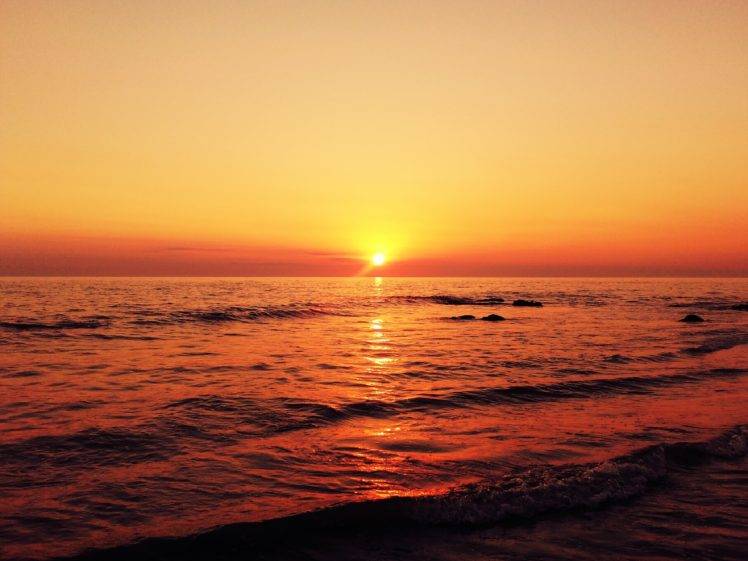 Sunset Beach Sun Water Sky Wallpapers Hd Desktop And Mobile