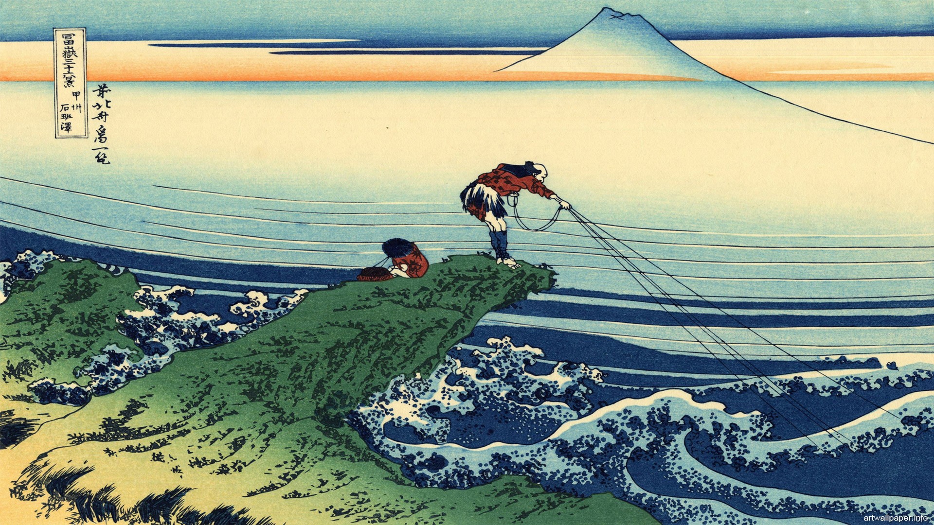Hokusai, Landscape, Japan, Wood block Wallpaper