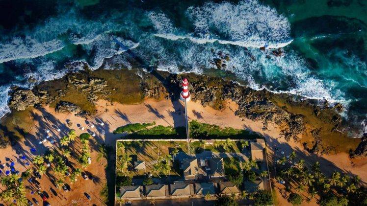 lighthouse, El Salvador, Aerial view, Sea HD Wallpaper Desktop Background