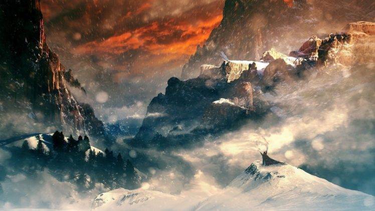 fantasy art, Landscape, Mountain pass HD Wallpaper Desktop Background