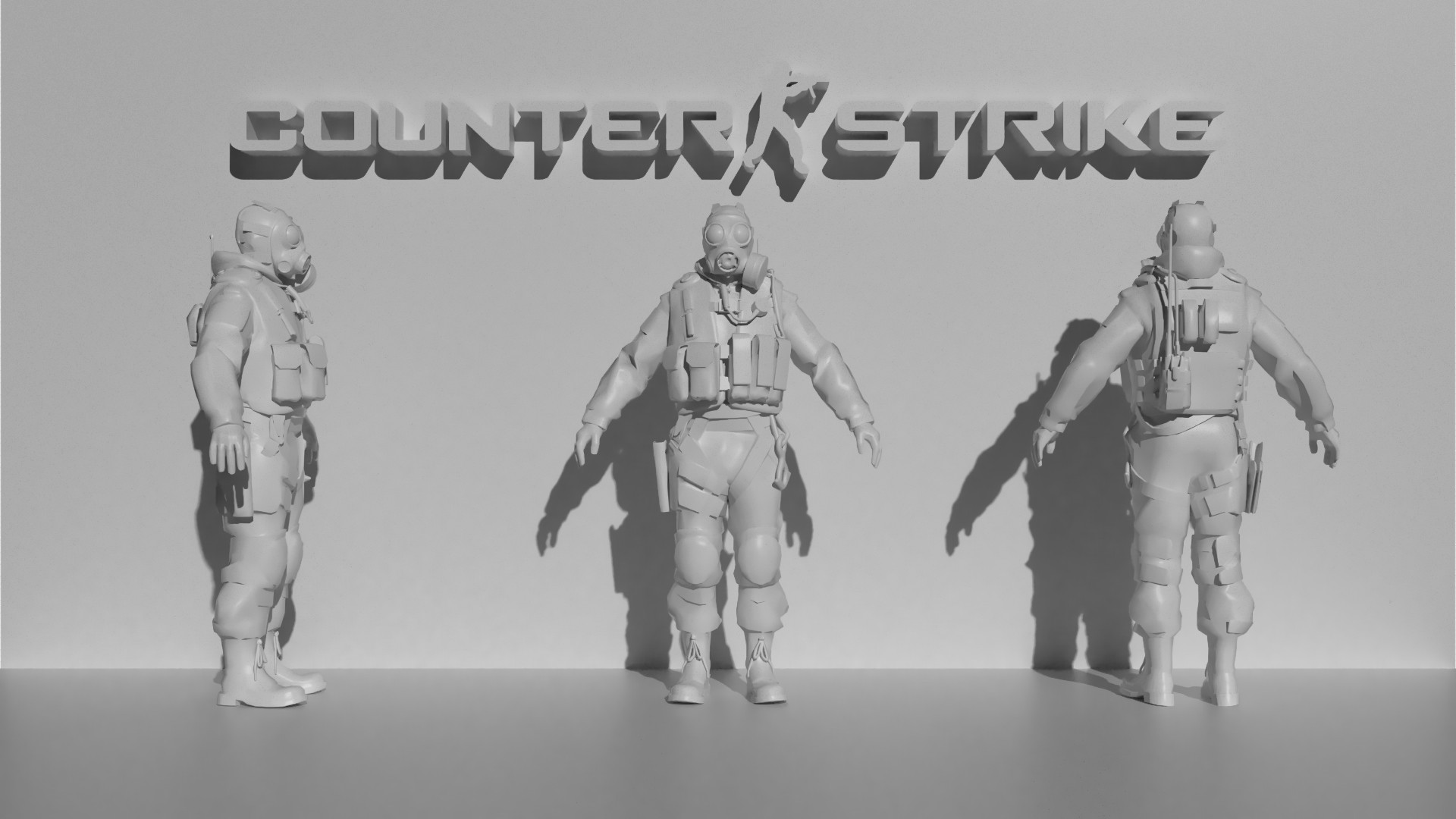 Counter Strike: Global Offensive, Render, Video games, Monochrome Wallpaper