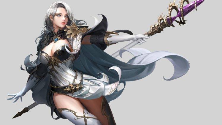 white hair, Knight, Magic HD Wallpaper Desktop Background