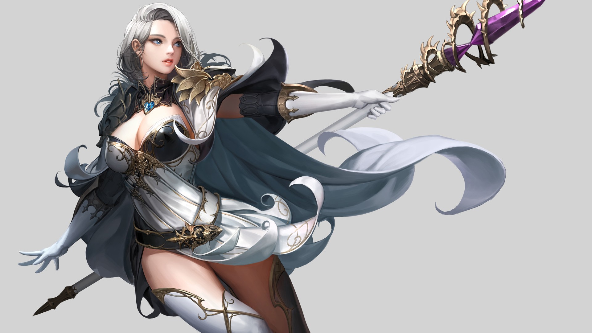 white hair, Knight, Magic Wallpaper