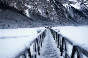 winter, Mountains, Nature, Landscape, Ice, Snow, Switzerland, Lake Klöntaler