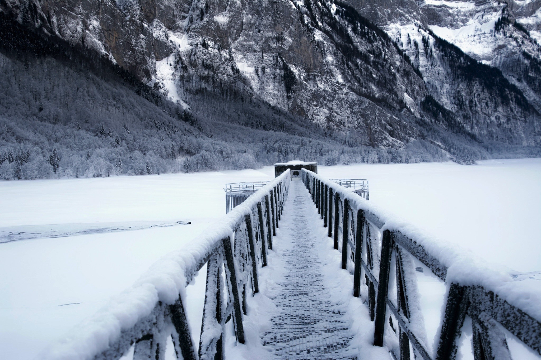 winter, Mountains, Nature, Landscape, Ice, Snow, Switzerland, Lake Klöntaler Wallpaper