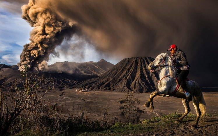 nature, Landscape, Horse, Volcano HD Wallpaper Desktop Background