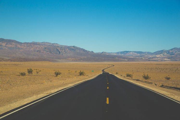 road, Desert, Mountains, Clear sky, Nature HD Wallpaper Desktop Background