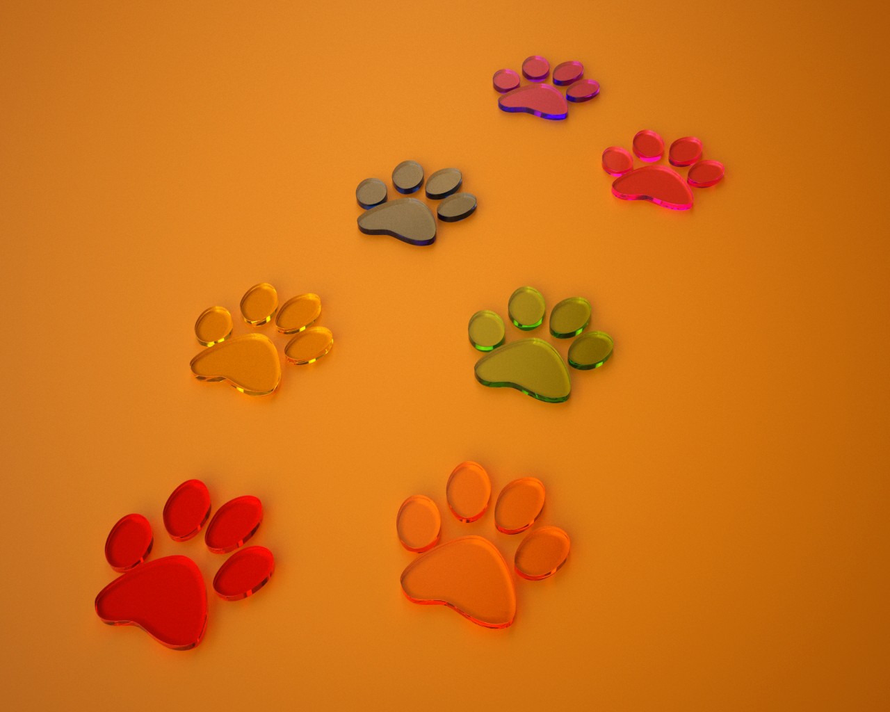 3D, Dog, Footprints Wallpaper