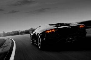 Lamborghini, Lamborghini Aventador, Noir, Dark, Race cars