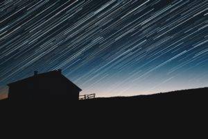 photography, Star trails, Silhouette