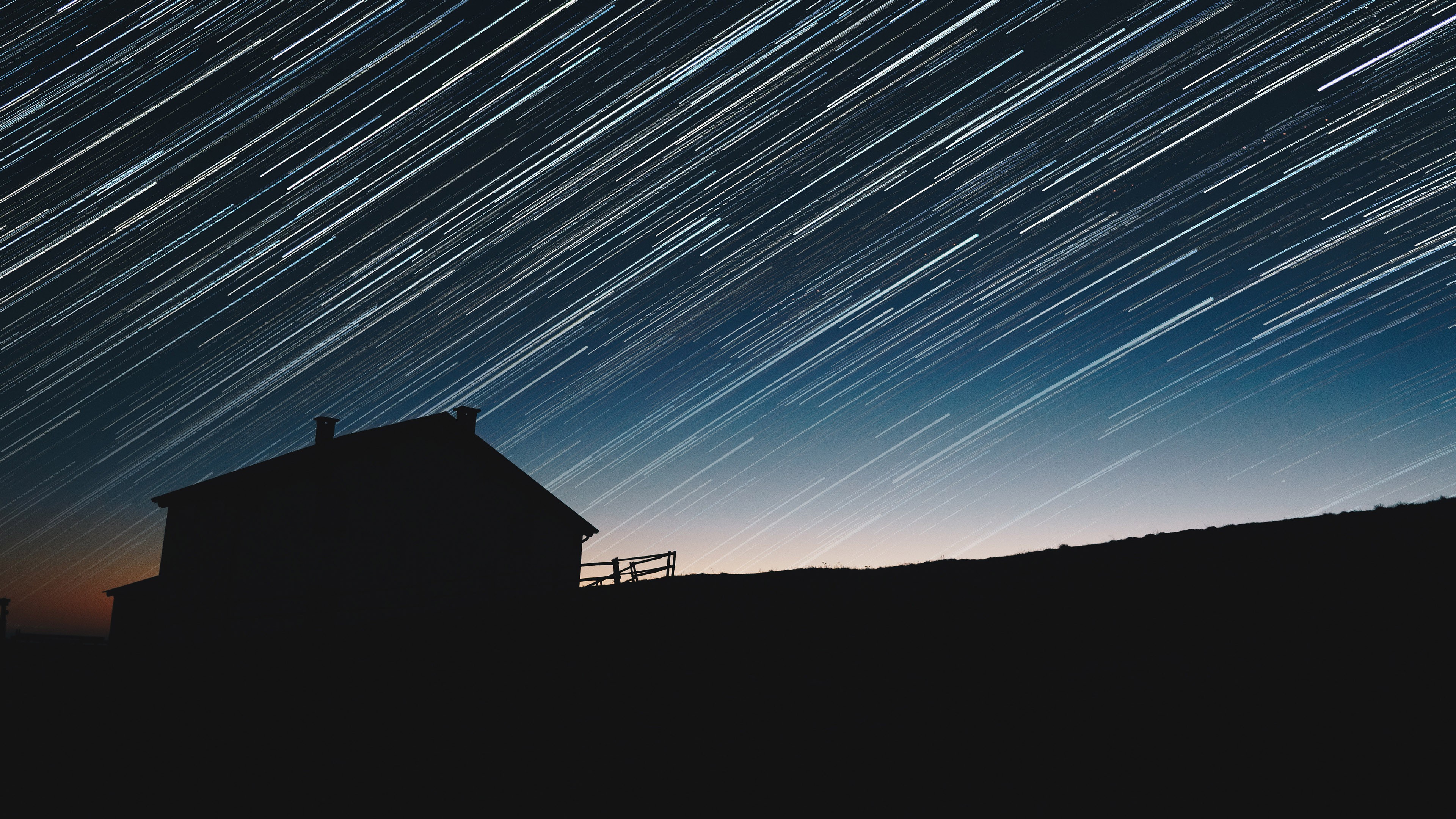 photography, Star trails, Silhouette Wallpaper
