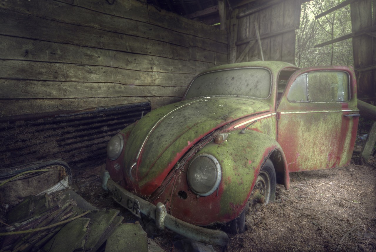 abandoned, Barn, Volkswagen Beetle, Wreck Wallpaper