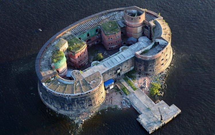 architecture, Island, Forts, Fortress, Sea, Wall, Aerial view, St. Petersburg, Russia, Abandoned, Ancient HD Wallpaper Desktop Background